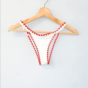 women’s white with red stitching bikini bottom